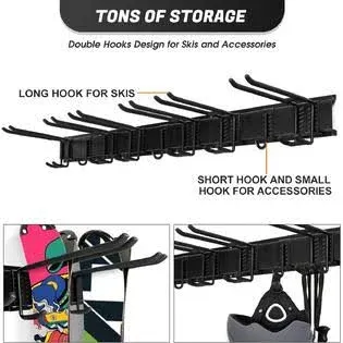 Odoland Ski Storage Racks, 12/8/4 Pairs of Ski Snowboard Wall Mount Ha