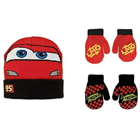 Disney Cars Lightning McQueen Reversible Winter Hat and Gloves Set