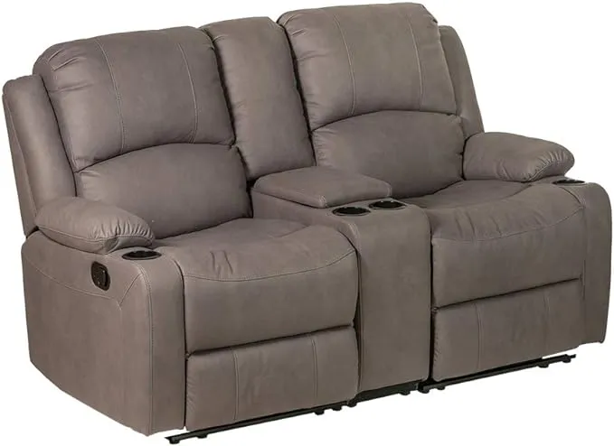 Camper Comfort 67" Wall Hugger Reclining RV | RV Theater Seats (Chocolate) | Double Recliner RV Sofa & Console | RV Couch | Wall Hugger Recliner | RV Theater Seating | RV Furniture