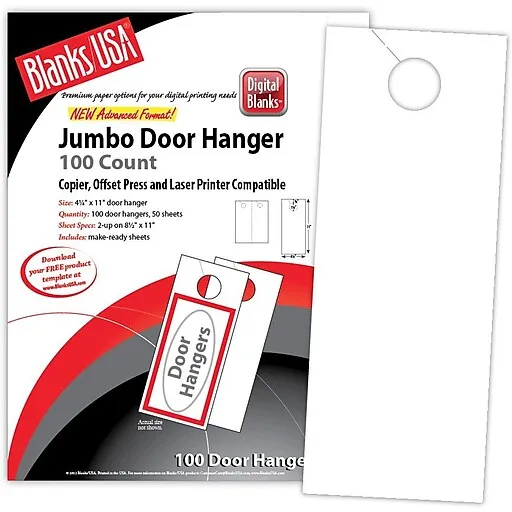 4.25" x 11" Door Hanger on 8.5" x 11", 67 Lb. Bristol Cover, 100/pack