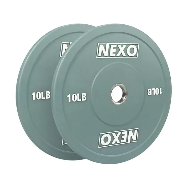 NEXO Color 230LB Rubber Bumper Plate Set - Premium Matte Finish 2x 45LB 2x 35LB 2x 25LB 2x 10LB Colored Cross Training Weight Plates