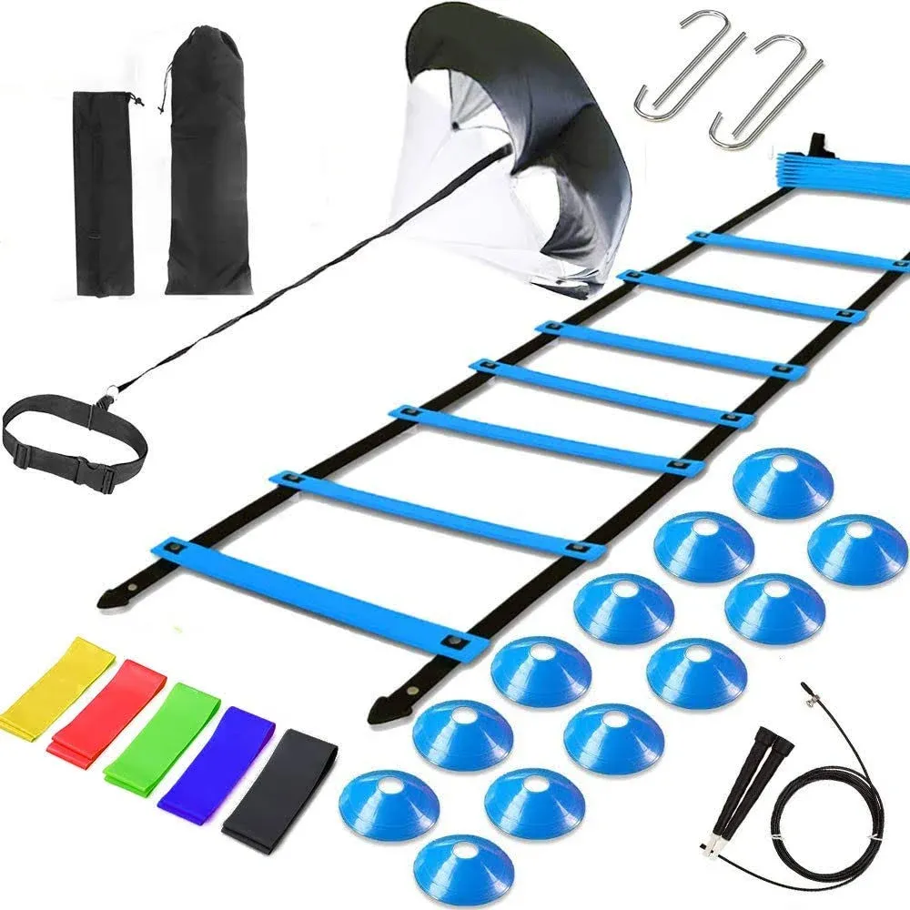 Kevirice Agility Ladder Speed Training Equipment, Includes 12 Rung Agility Ladder ...