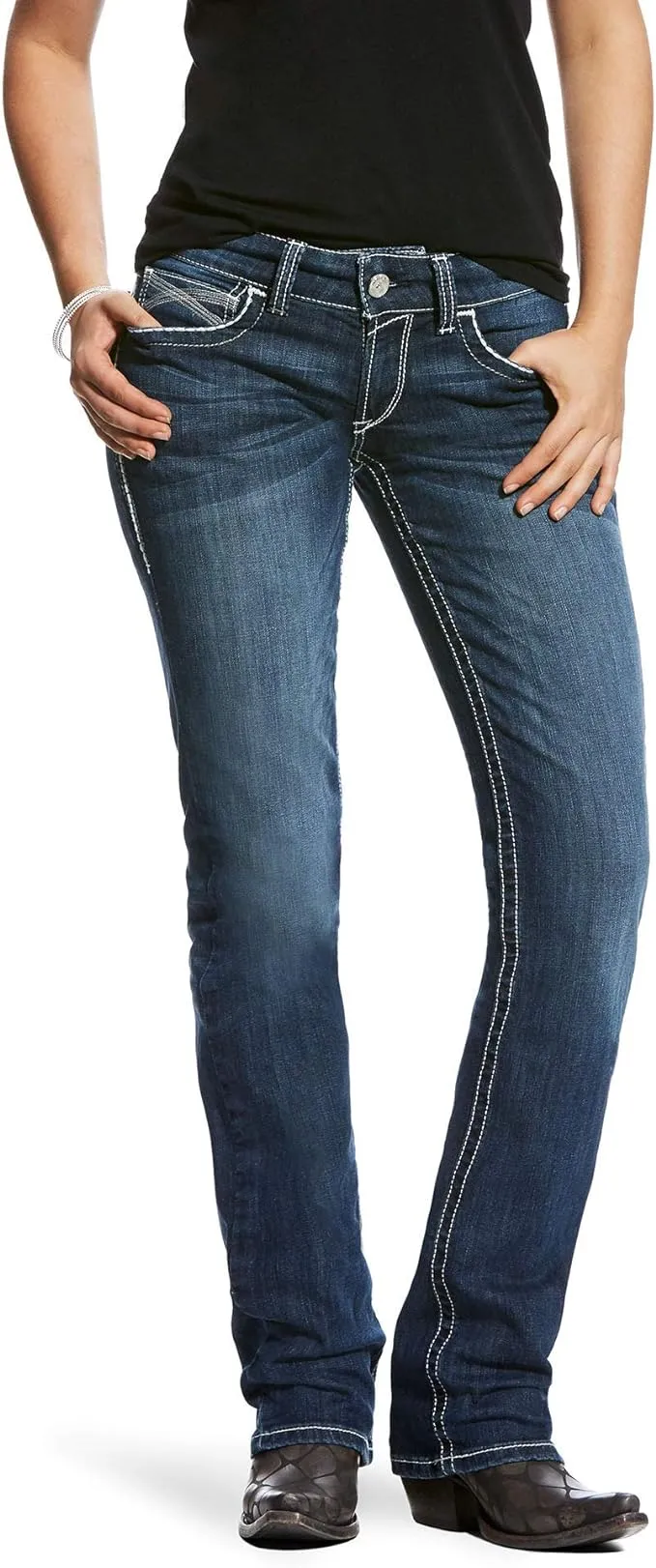 Ariat Women's R.e.a.l. Mid Rise Stretch Ivy Stackable Straight Leg Jean