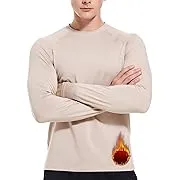 Men's Fleece Lined Thermal Shirts Midweight Crew/Mock Neck Base Layer Long Sleeve Top Cold Weather Workout