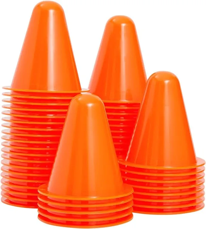 Juvale 50 Pack Mini Cones for Classroom, Small Sports Markers for Soccer, Playground (Orange, 3 in)