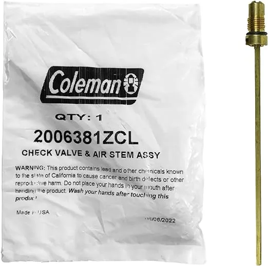 Coleman Check Valve & Air Stem Assembly Item #: 200-6381; Part for Lantern or Stove