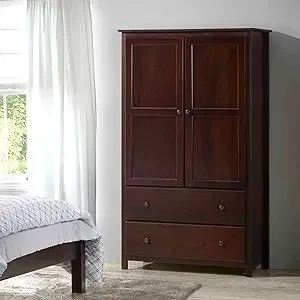 Grain Wood Furniture Shaker 2-Door Wardrobe, Cherry