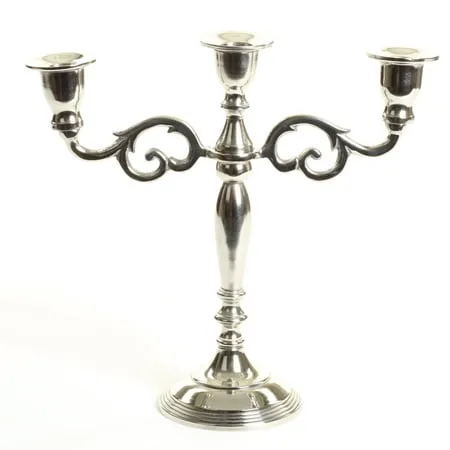 Koyal Wholesale 3 Arm Metal Candelabra Silver Candle Holder Centerpiece