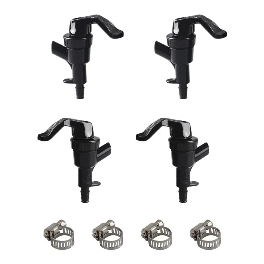 4 Pack Black Faucet Set with Hose Clamps for Home Brew and Party Use