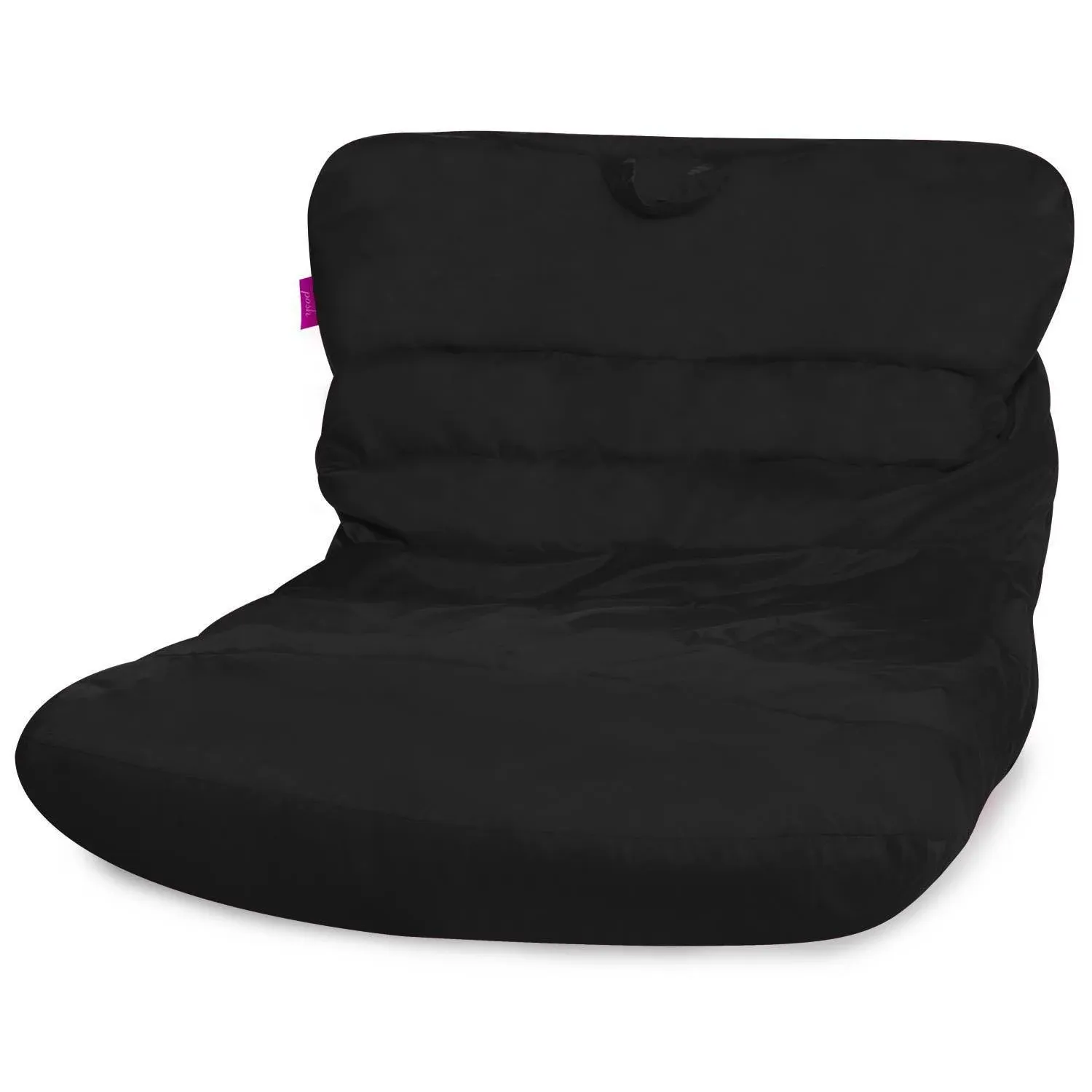 Posh Creations Structured Comfy Bean Bag Chair for Gaming, Reading, and Watching TV, Laguna Lounger, Microsuede - Black