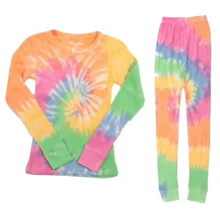 Just Love Girls Tie Dye Two Piece Thermal Underwear Set (Tie Dye Pastel, 5-6)