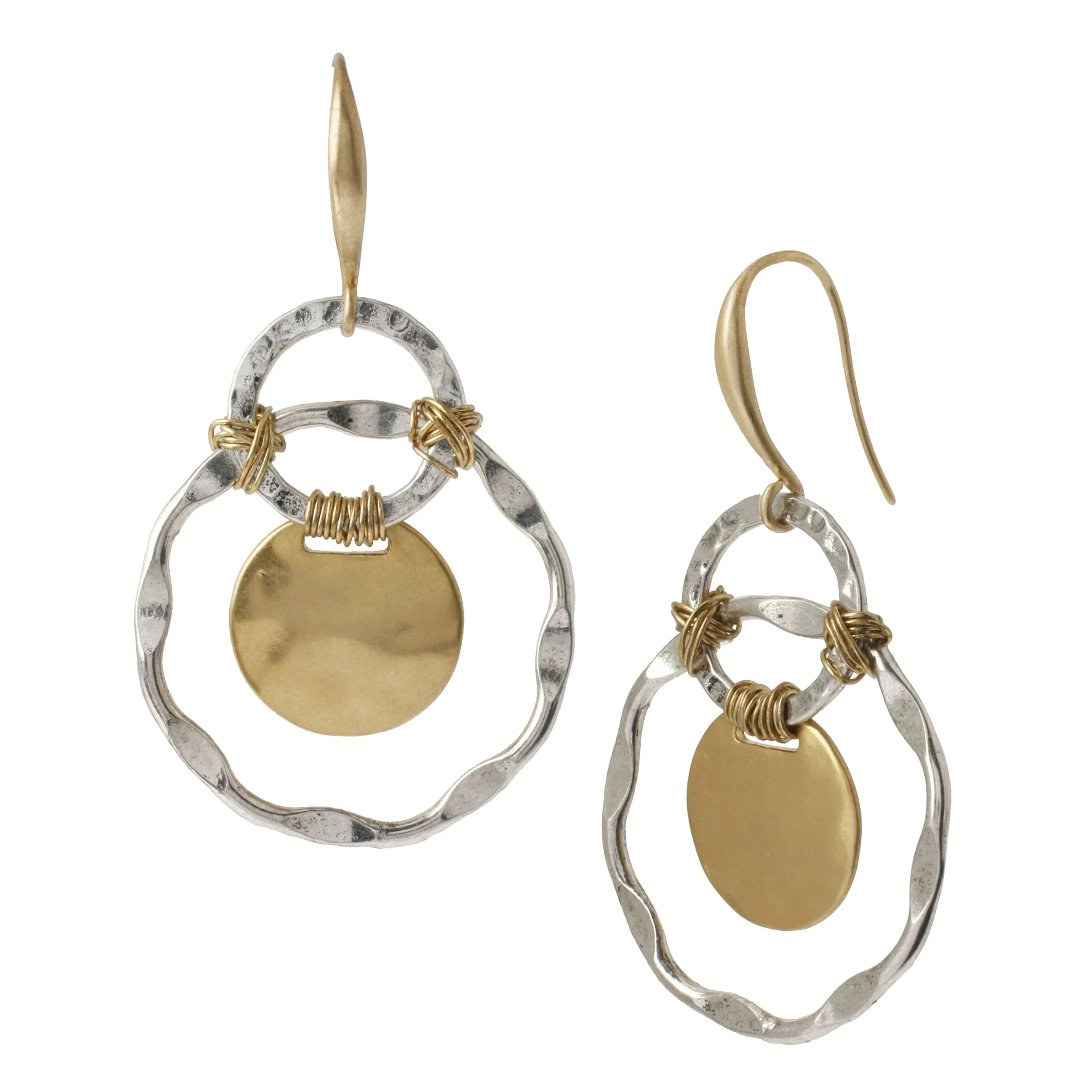 Robert Lee Morris Soho Two-Tone Wire-Wrapped Orbital Circle Drop Earrings