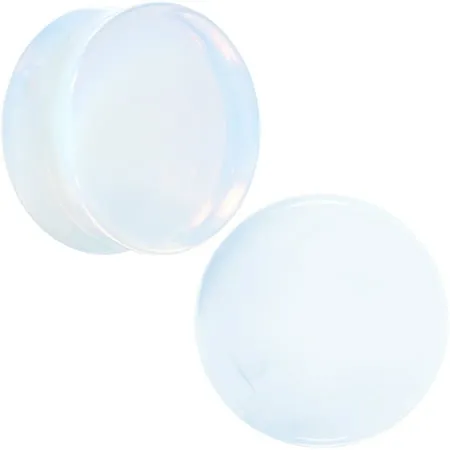 Body Candy Unisex 2Pc Stone White Opalite Double Flare Plug Ear Plug Gauges Set of 2