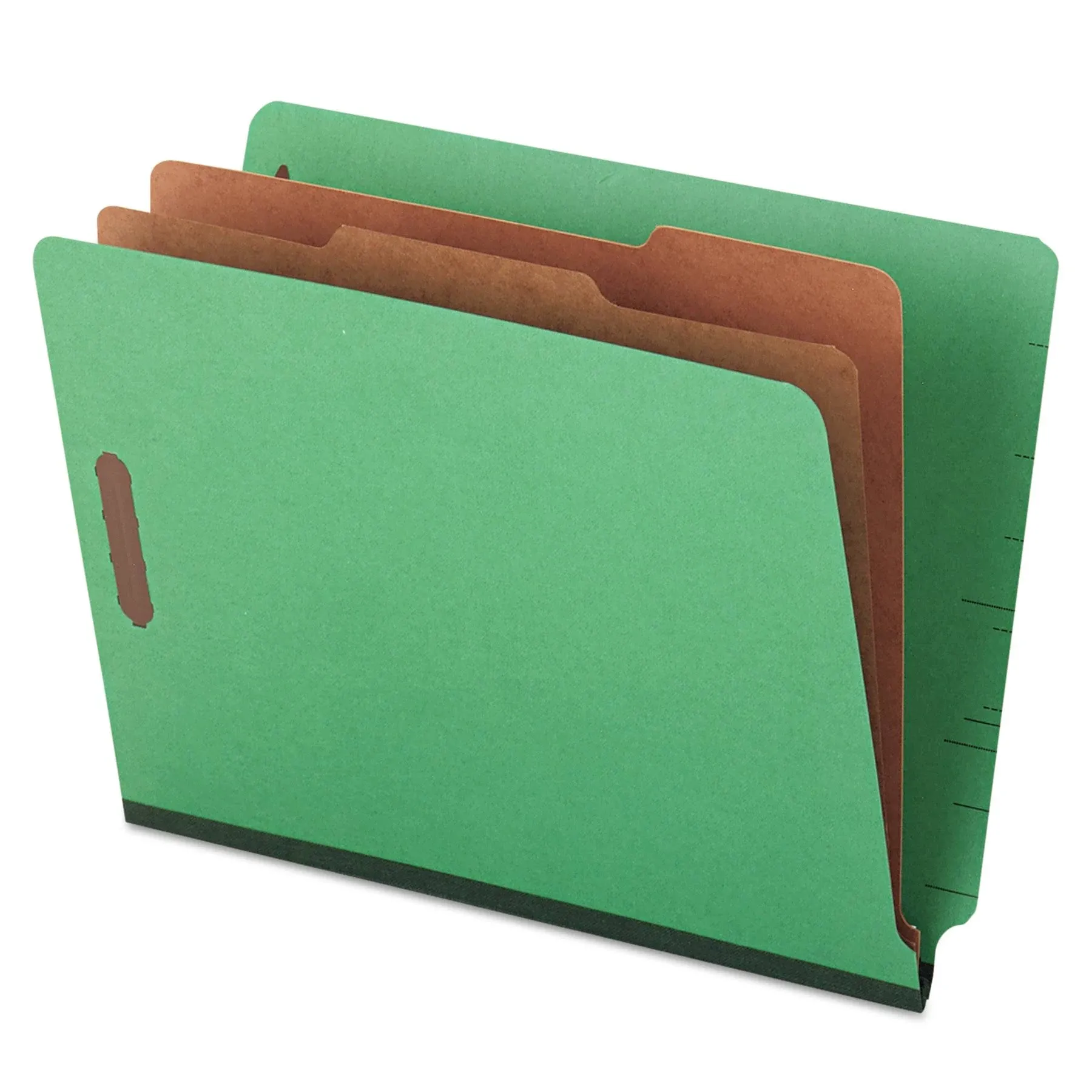 Deluxe Six-Section Colored Pressboard End Tab Classification Folders, 2 Dividers, Letter Size, Green, 10/Box