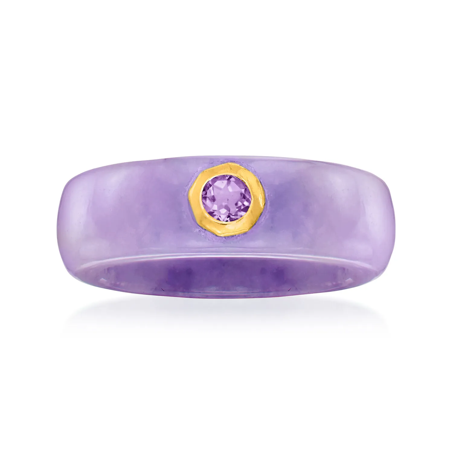 Ross-Simons Lavender Jade and .20 Carat Amethyst Ring With 14kt Gold