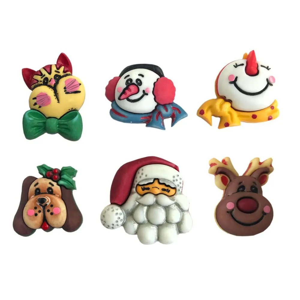 Buttons Galore Novelty Christmas Buttons for Sewing and Crafts - Santa & Friends - 18 Buttons