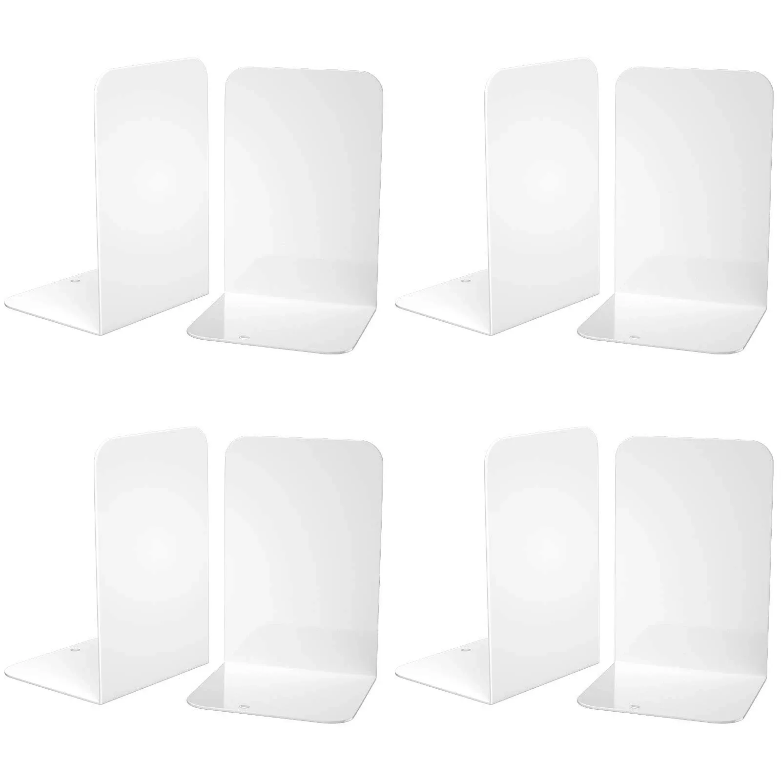 VFINE Book Ends, Bookends, Book Ends for Shelves, Bookends for Shelves, Bookend, Book Ends for Heavy Books, White 4 Pairs