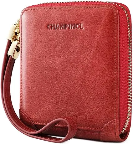 RFID Wallets for women Genuine Leather Zipper Purses Secure Large Capacity Mu...