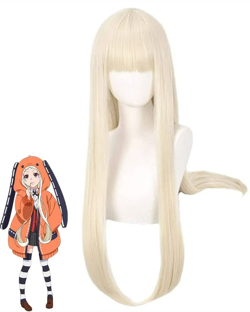 Cream Blonde Long Straight Bangs Wig for Girls Halloween Costume Party Wigs