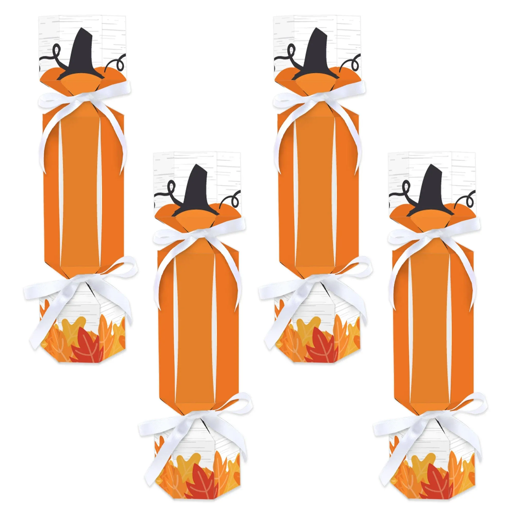 Fall Pumpkin - No Snap Halloween or Thanksgiving Party Table Favors - DIY Cracker Boxes - Set of 12