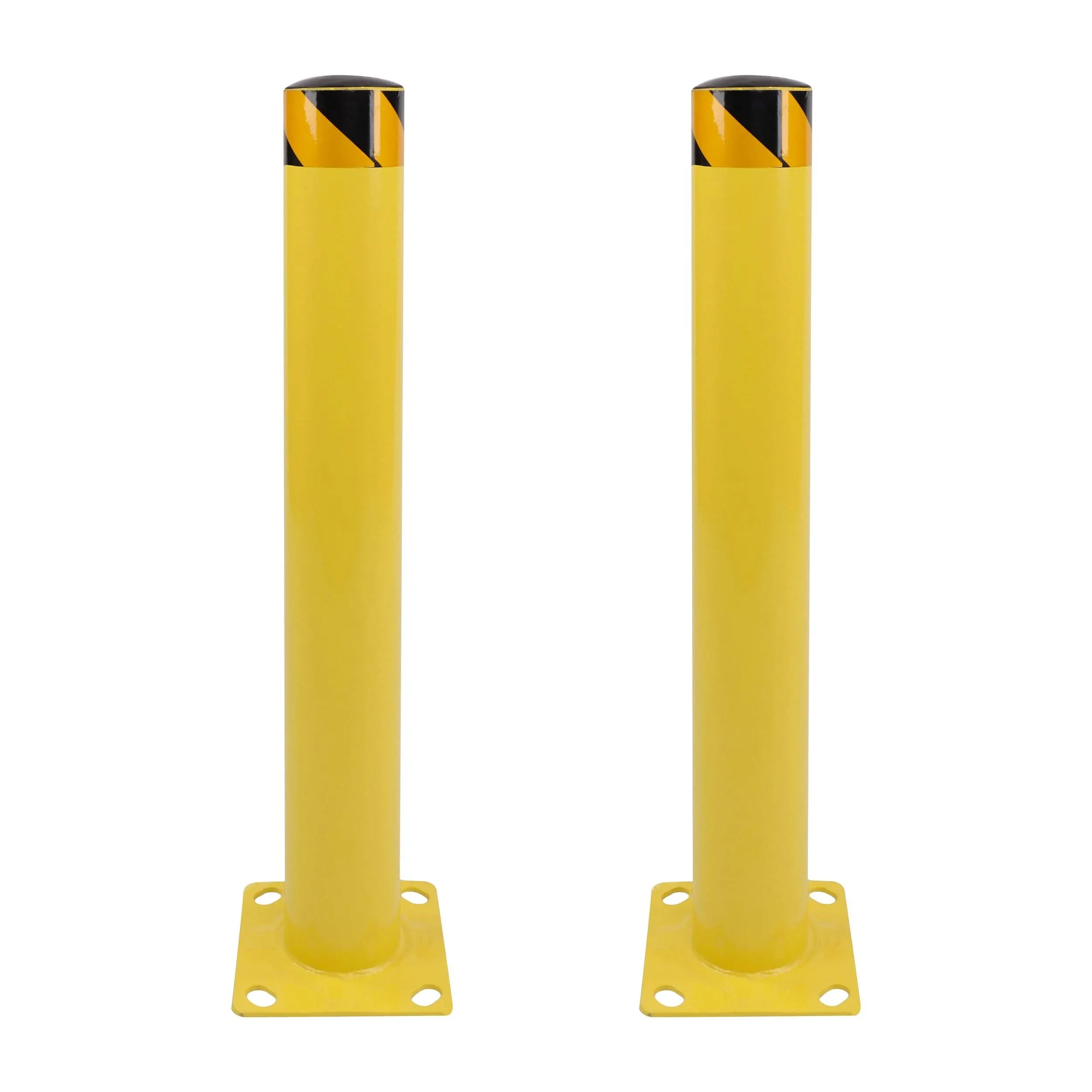 BISupply Bolt Down Safety Bollard Post 2pk - 36in Yellow Pipe Parking Barrier