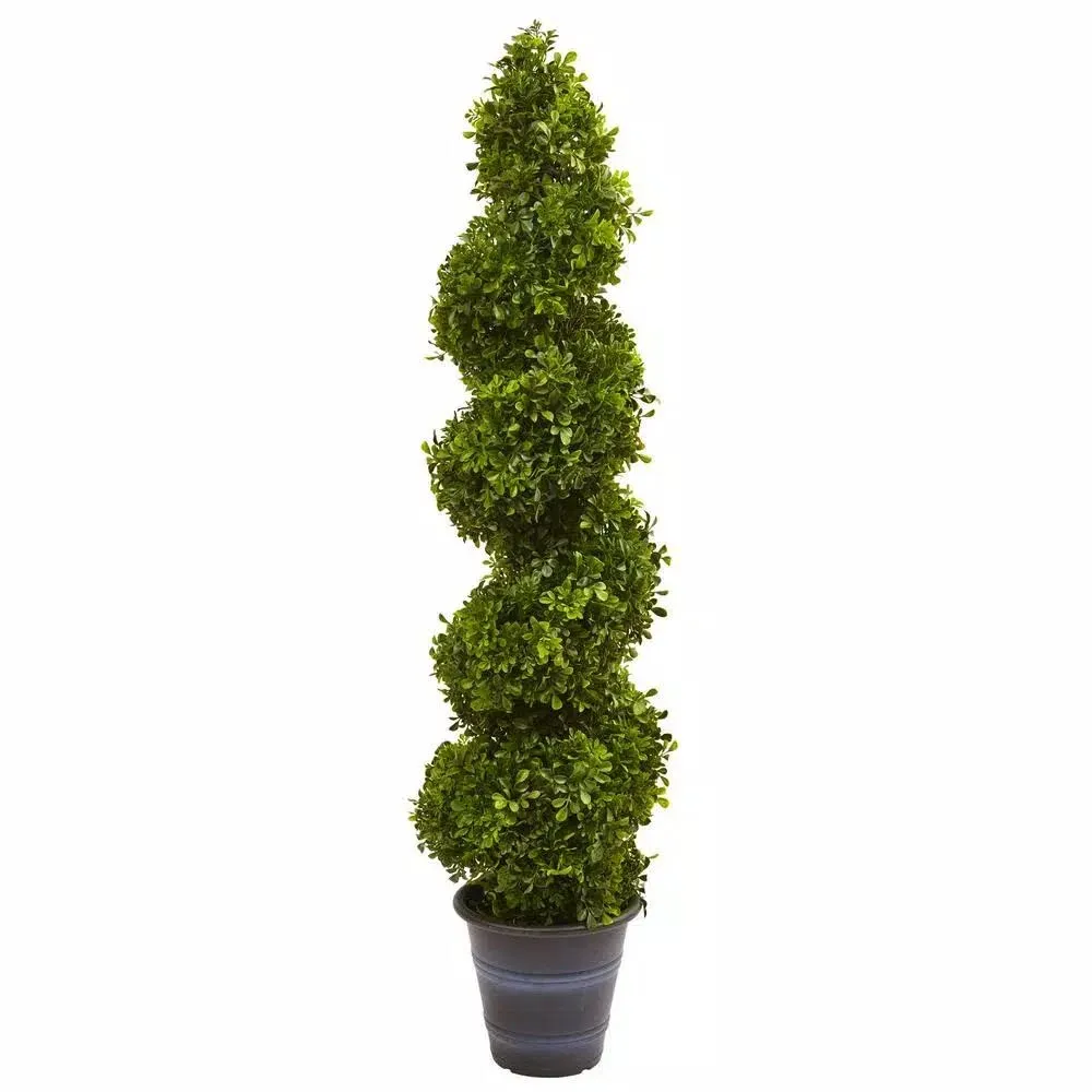 Artificial 48&#034; Boxwood Spiral Topiary Tree with Planter Indoor Outdoor