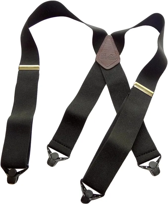 Holdup 2" Wide Contractor Suspenders for Men with Patented Composite Plastic Gripper Clasps