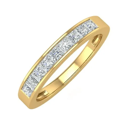 1/2 Carat Channel Set Princess Cut Diamond Wedding Band Ring in 14K Yellow Gold (Ring Size 7)