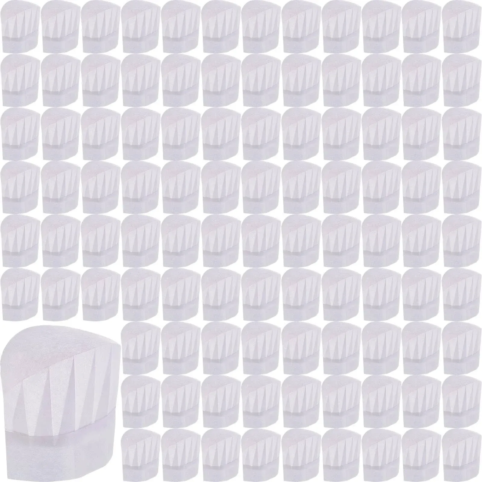 100 Pieces White Chef Hats Kids Adjustable Kitchen Cooking Chef Cap Non Woven Fa