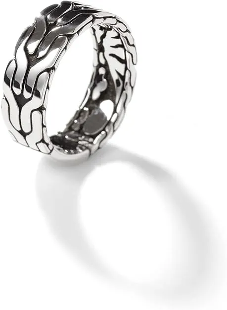 John Hardy Classic Chain Collection Men's Band Ring, 8MM 925-Sterling Silver Ring