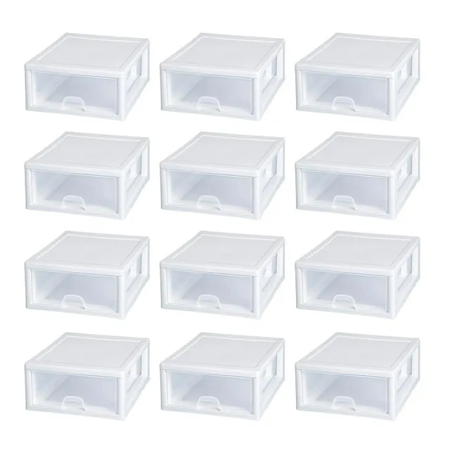 Sterilite 16 qt Single Box Modular Stacking Storage Drawer Container (24 Pack)