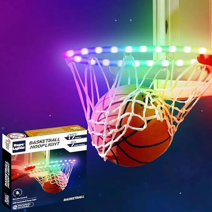 Rope Lights LED Basketball Hoop Light, Remote Control Waterproof Basketball Rim ...