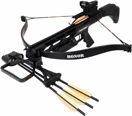 SAS Honor 175lbs Recurve Crossbow Red Dot Scope Package w/ Quiver + Rope Cocking