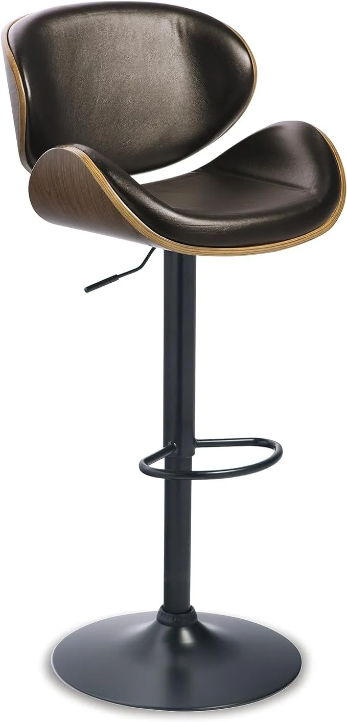 Signature Design by Ashley Adjustable Height Swivel Bar Stool in Dark Brown