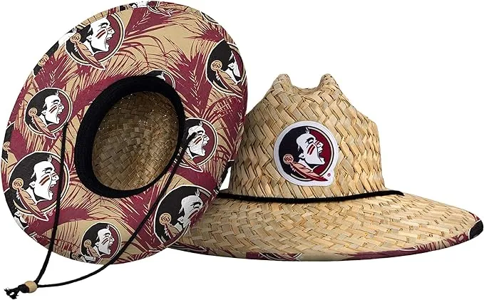 FOCO mens Ncaa College Team Logo Floral Sun Straw Hat, Team Logo, One Size US