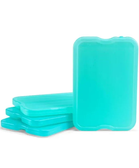 Cool Coolers by Fit & Fresh 4 Pack XL Slim Ice Packs, Quick Freeze Space Saving Reusable Ice Packs for Lunch Boxes or Coolers, Green