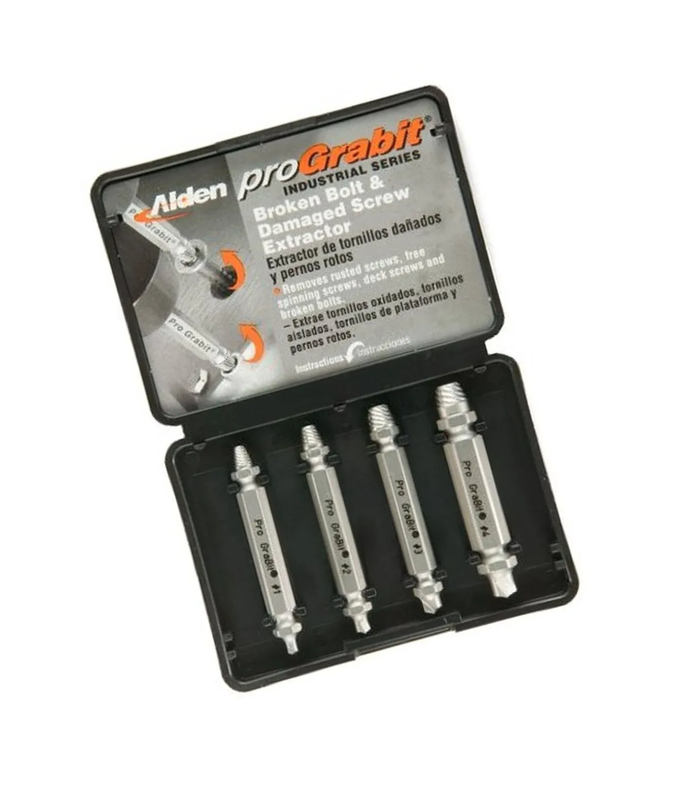 Alden Grabit Pro Broken Bolt and Damaged Screw Extractor 4 Piece Kit