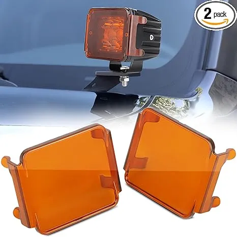 SWATOW INDUSTRIES 3 Inch Amber LED Pod Covers 2PCS Square LED Light Bar Cover...