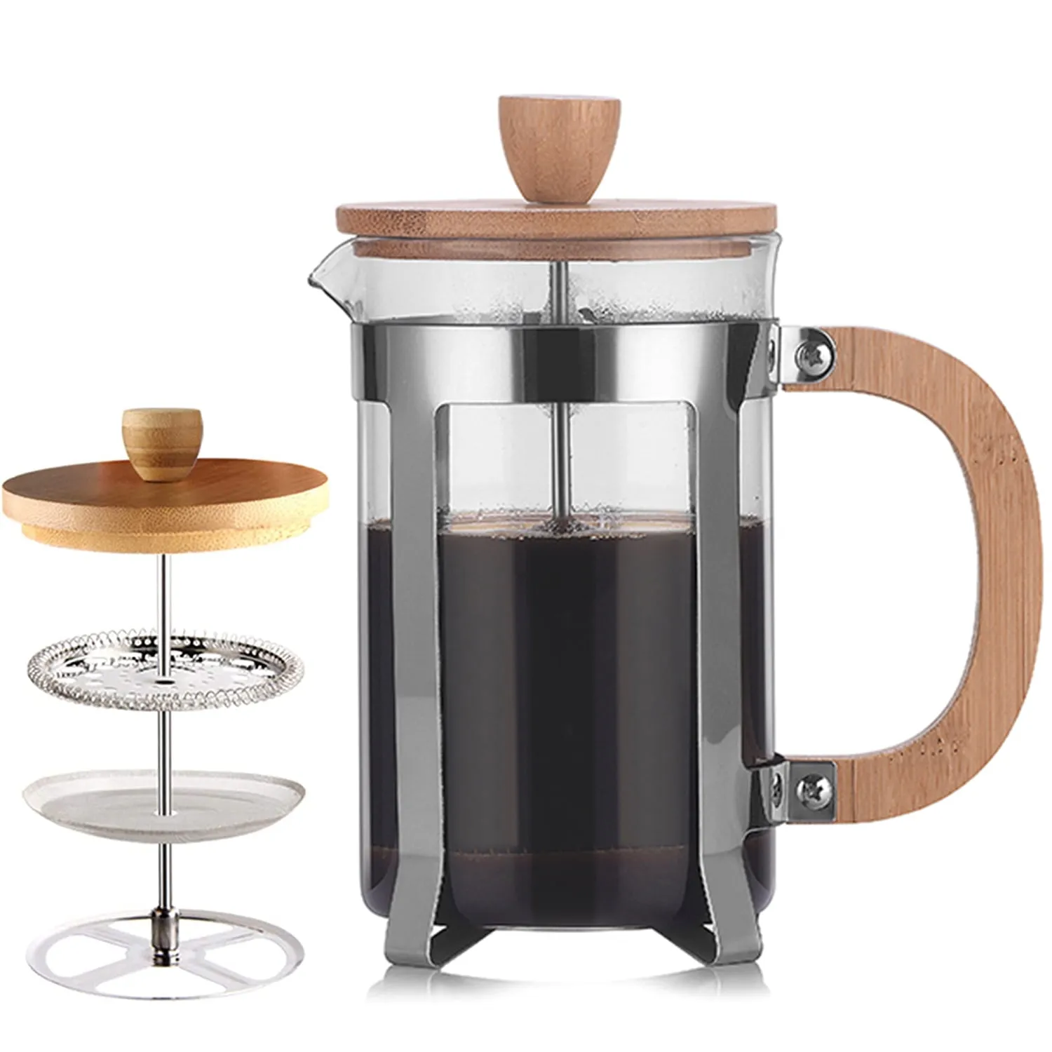 Sugift 34 oz Bamboo French Press Espresso Press Coffee/Tea Maker