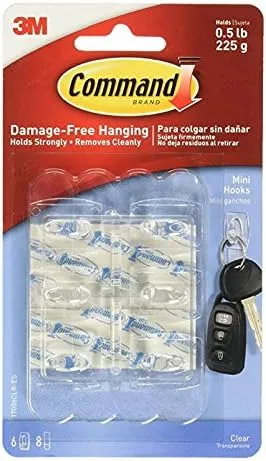 Command Clear Hooks Strips, Plastic, Mini 6 ea (Pack of 4)