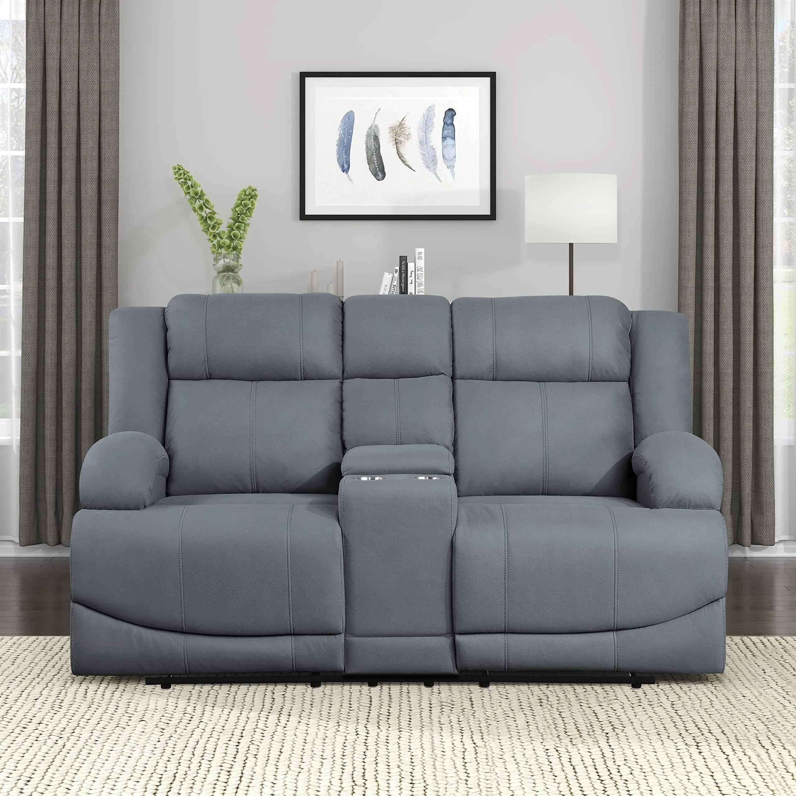 Lexicon Landwood Manual Double Reclining Loveseat, Graphite Blue