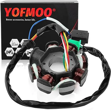 YOFMOO Magneto Stator AC Ignition Coil 8 Pole 5-wire Compatible for GY6 125cc 150cc 125 ATV Scooter Moped Go Kart Buggy Quad 4-stroke Pit Dirt Bike QMI152 QMI157 QMJ152 TaoTao Roketa Buyang Sunl