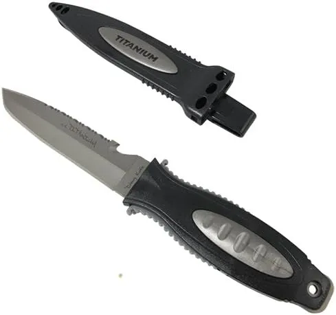 Scuba Choice Scuba Diving Boating 10.5 inch Titanium Point-Tip Dive Knife w/ 2 ...