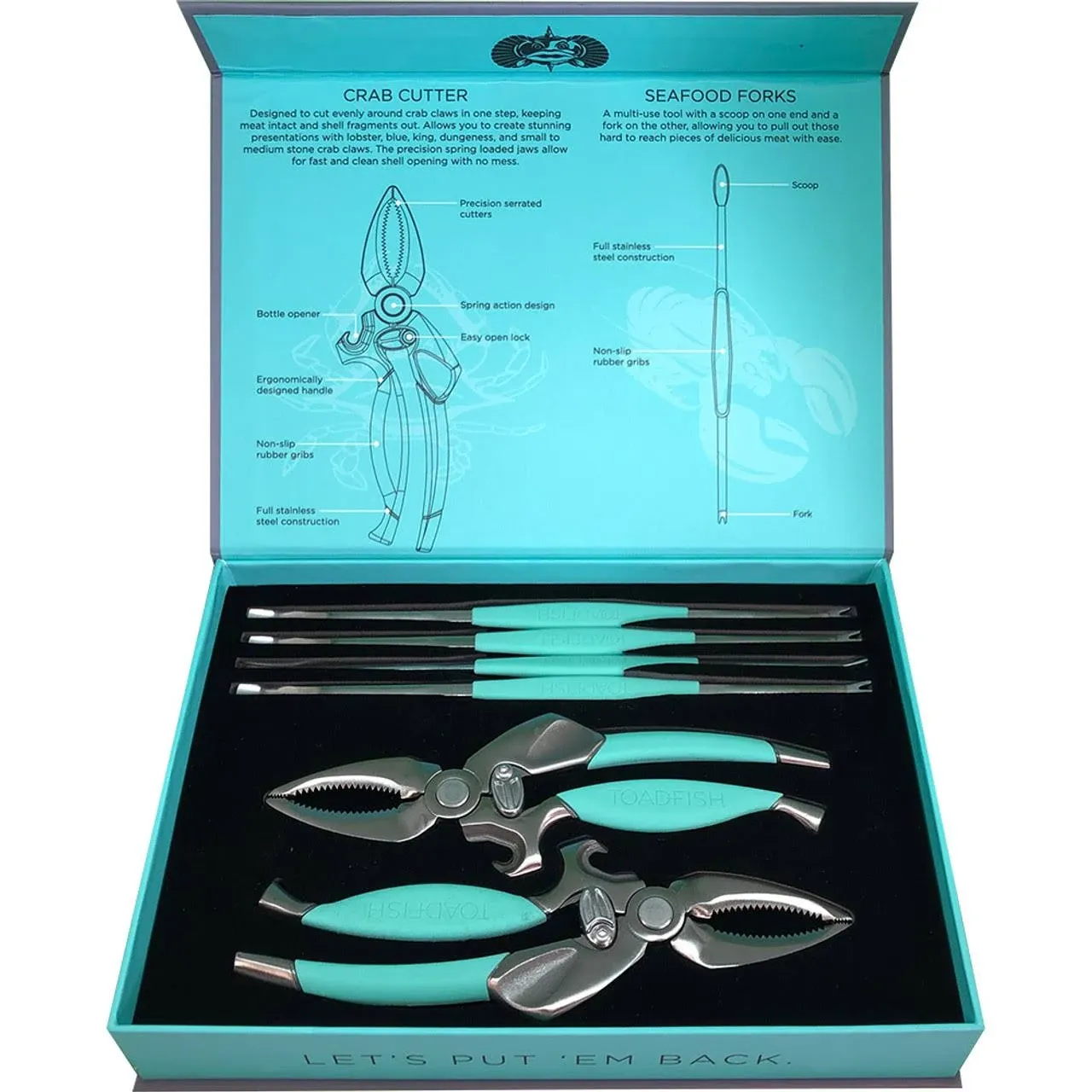 Toadfish Crab/Lobster Tool Set - 2 Shell Cutters & 4 Seafood