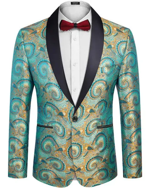 COOFANDY Men&#039;s Floral Dress Suit Luxury Embroidered Wedding Blazer Dinner Tuxedo