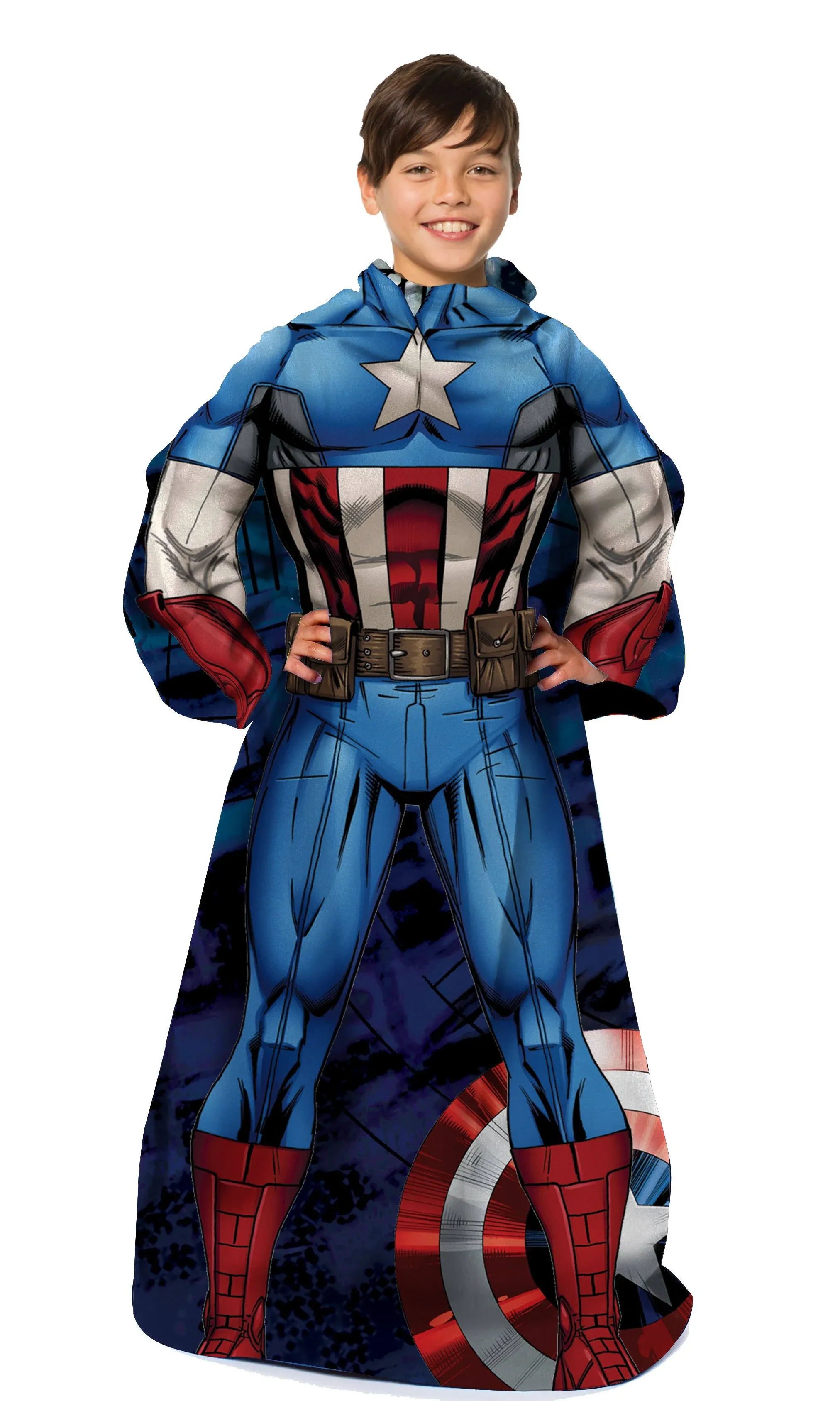 Northwest Comfy Throw Blanket with Sleeves, Youth-48 x 48 in, Captain America