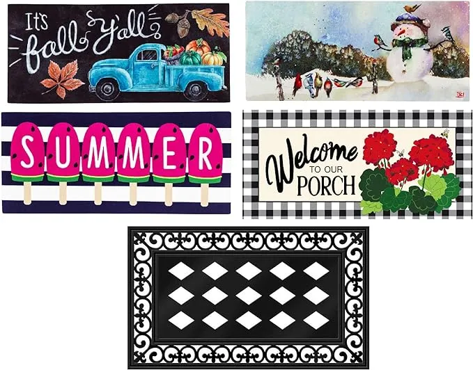 Evergreen Sassafras Seasonal Interchangeable Doormats - Set of 5