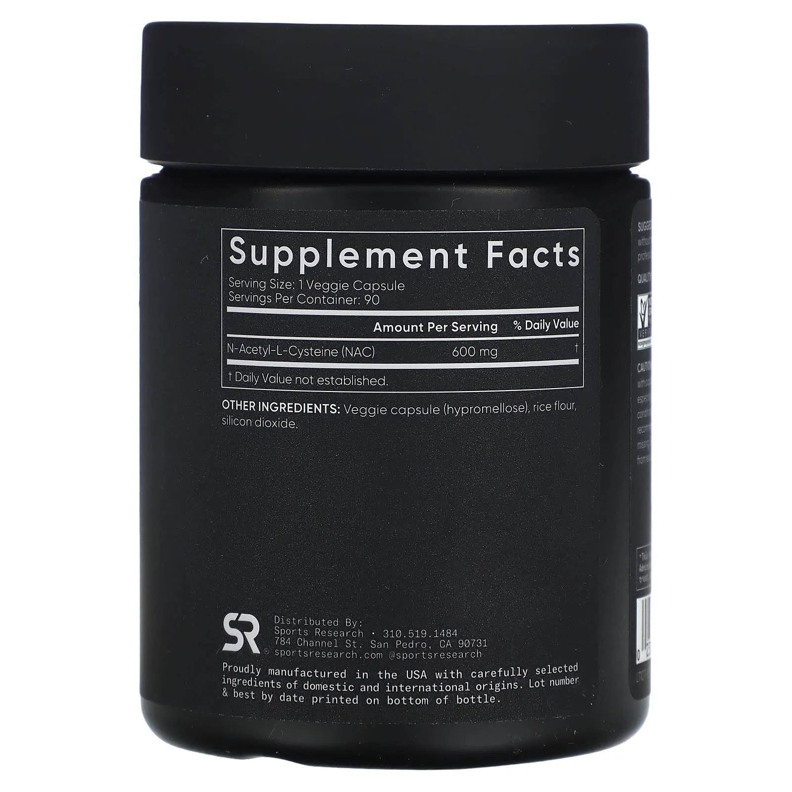 Sports Research N-Acetyl L-Cysteine (NAC) 600mg, 90 Veggie Capsules - Vegan, Non-GMO, Gluten Free. Lemon Aroma
