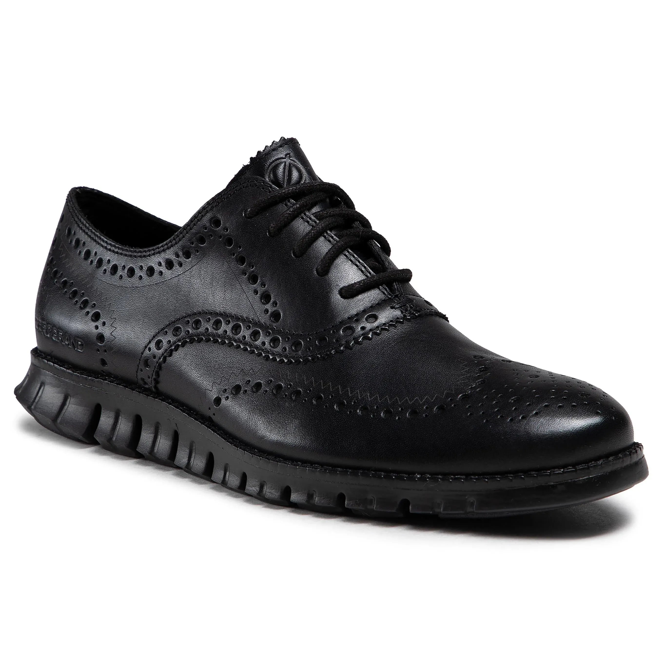 COLE HAAN MEN&#x27;S ZEROGRAND WING OX LEATHER OXFORD, BLACK CLOSED HOLE/BLACK,