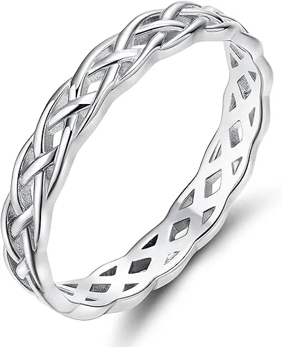 EAMTI 925 Sterling Silver Ring 4mm Eternity Celtic Knot Wedding Band for Women Size 4.5